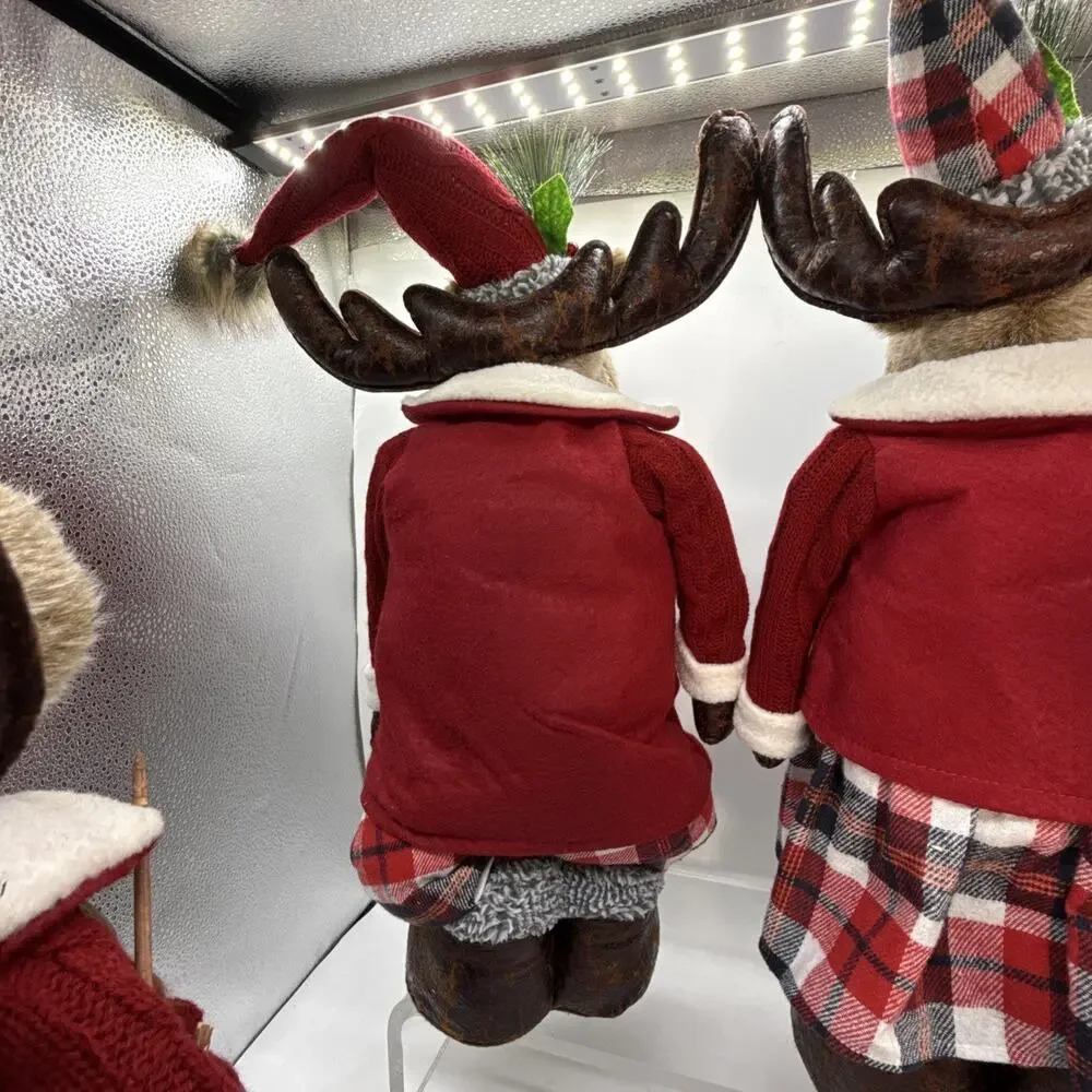 Member's Mark 4 Pc Plush Moose Set W/Adjustable Height On Legs Of Ma & Pa Xmas⬇️